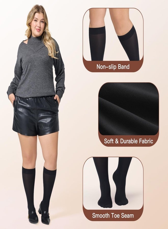MANZI Plus Size Knee High Socks for Women Nylon Trouser Socks Women 40 Denier Semi Opaque Knee High Stockings(Black,3XL-4XL) - Image 3